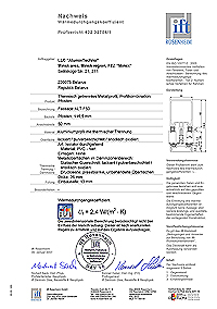 сертификат испытания теплотехнических показаний узлового сечения ALUTECH ALT F50