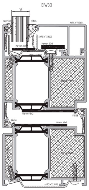 Вариант заполнения на класс огнестойкости EIW30 дверей ALT W72 FR